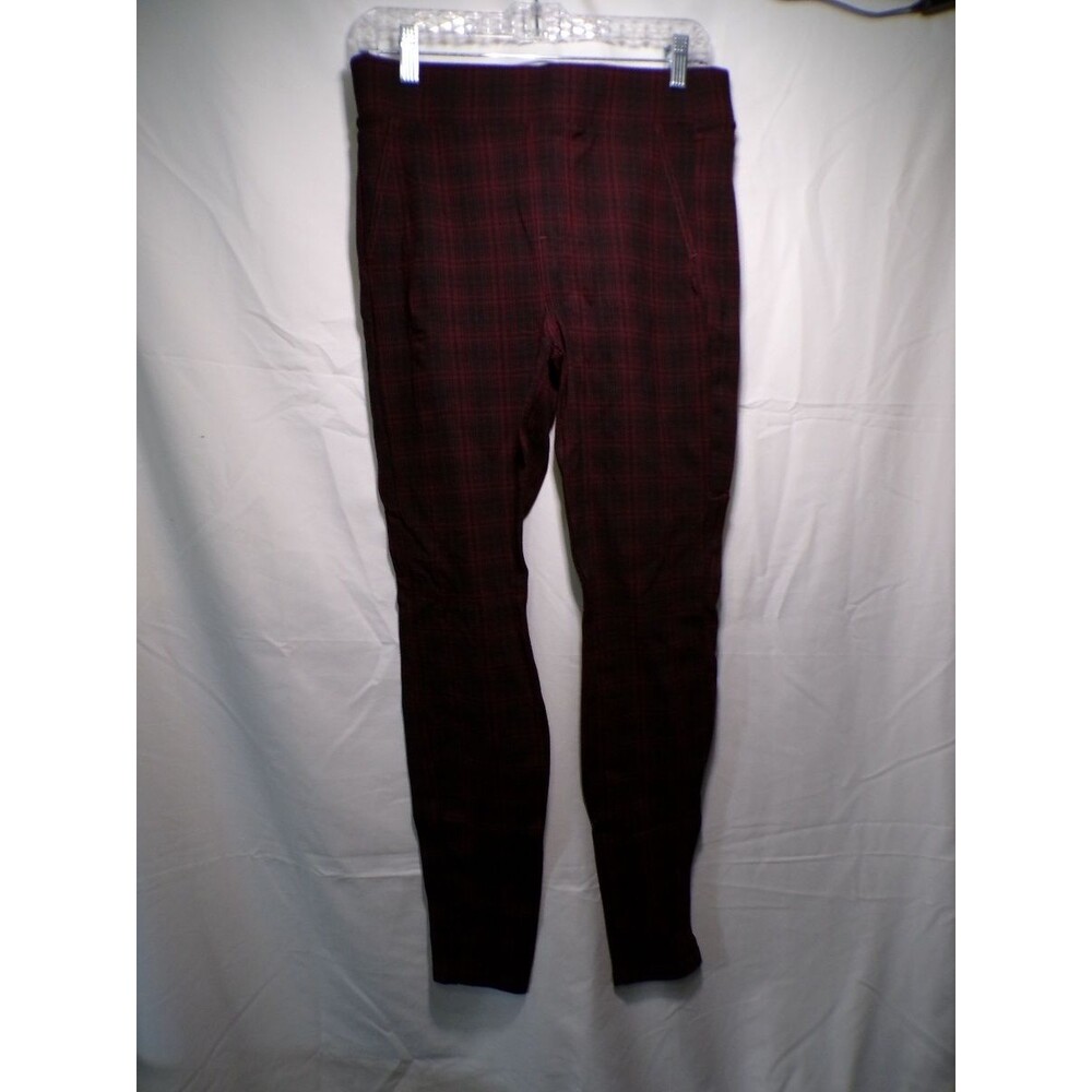 Liverpool Women's Plaid Jegging Pants Burgundy Black Check Size 8 29